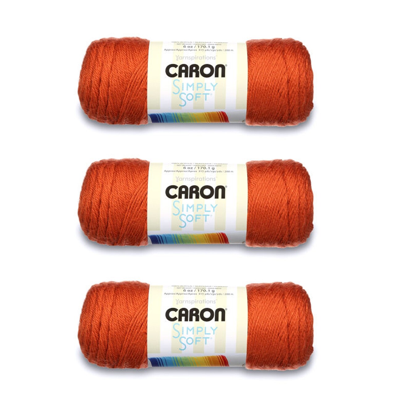 Caron Simply Soft Pumpkin Yarn - 3 Pack of 170g/6oz - Acrylic - 4 Medium (Worsted) - 315 Yards - Knitting/Crochet